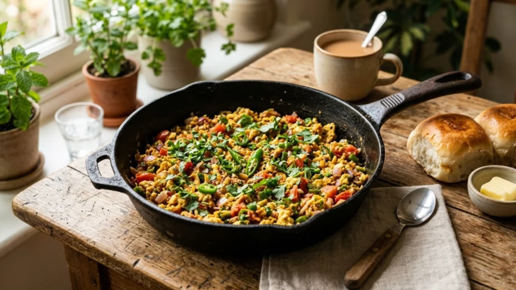 Indian style scrambled eggs egg bhurji high-protein breakfast