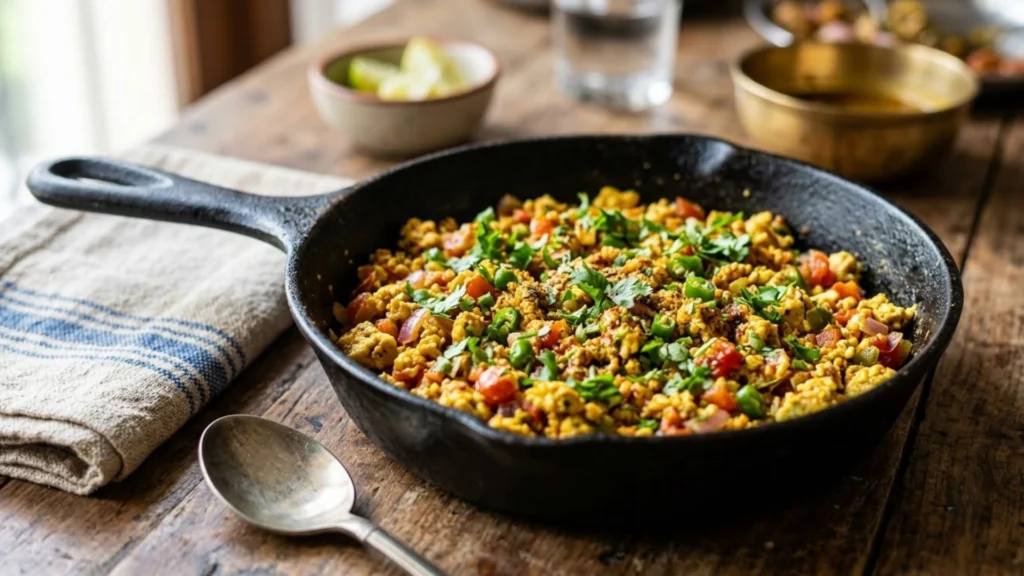 Paneer bhurji scrambled cottage cheese high-protein Indian breakfast